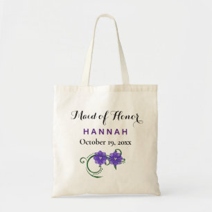 Bolsa Tote Madrinha de casamento Moderna Tipografia Purple Ca