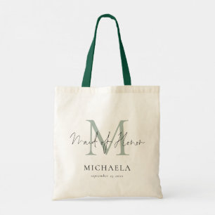 Bolsa Tote Madrinha de casamento Monograma Nome Inicial Sage