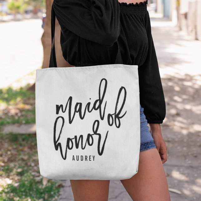 Bolsa Tote Madrinha de casamento Personalizada de Script Chic (Criador carregado)