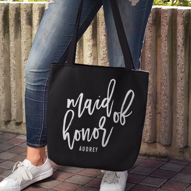 Bolsa Tote Madrinha de casamento Personalizada de Script Chic (Criador carregado)