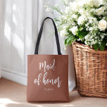 Bolsa Tote Madrinha de casamento Terracotta Brown Wedding<br><div class="desc">Madrinha de casamento Terracotta Tote Bag em Castanho e Branco para Casamento,  Festa Bridal,  Chá de panela,  Festa de solteira. Veja mais produtos com este design na coleção abaixo.</div>