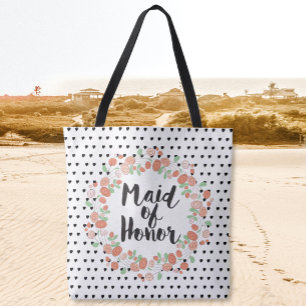 Bolsa Tote Madrinha de casamento Tipografia Coral Rosa Rosa,