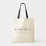 Bolsa Tote Madrinha de casamento Tote Bag | Script moderno<br><div class="desc">Esta bolsa de tote simples é um presente tão divertido para as vossas raparigas favoritas! A design mínima, mas elegante, é perfeita para a noiva moderna. Apresentando um script de assinatura manuscrito com uma fonte simples sans-serif. Personalize este saco com o seu nome de madrinha de casamento clicando em "Detalhes"...</div>