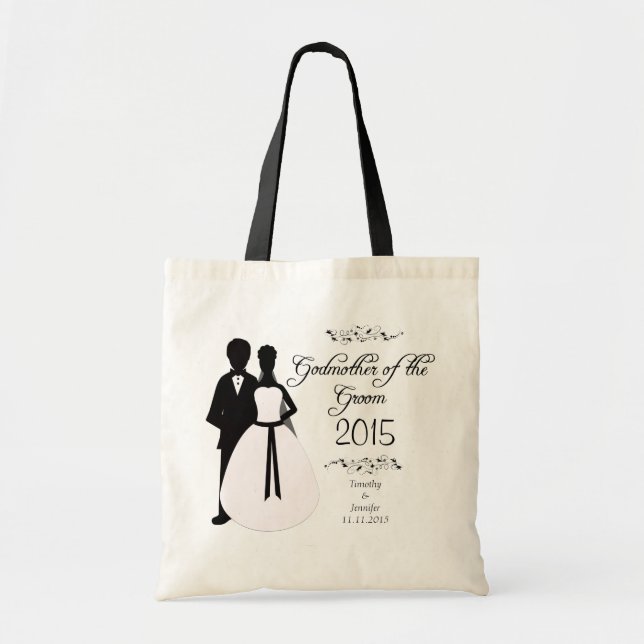 Bolsa Tote Madrinha personalizada do favor do casamento do (Frente)