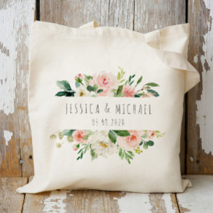 Bolsa Tote Madrinha Personalizada Floral Rosa