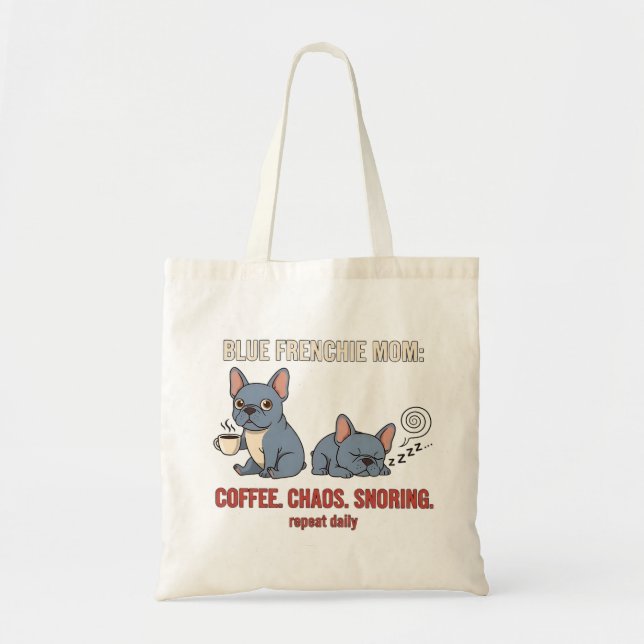 Bolsa Tote Mãe Blue Frenchie Café Caos Design Ressona (Frente)