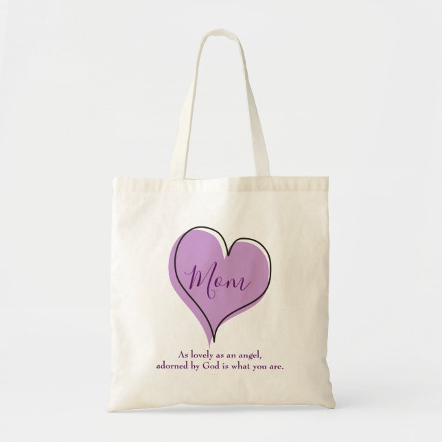 Bolsa Tote Mãe Bonito Coração Roxo (Frente)