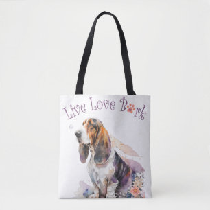 Bolsa Tote Mãe Cachorro Basset Hound Floral