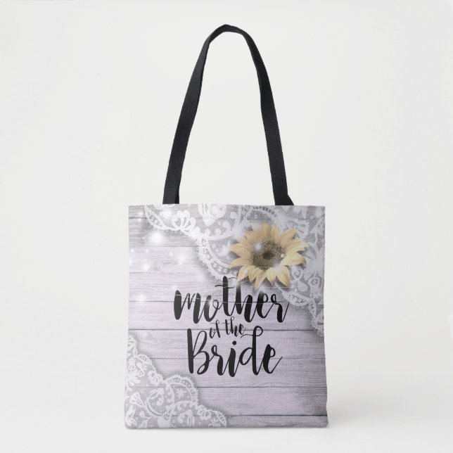 Bolsa Tote Mãe Casada da Madre Bride Lace Sunflower Wood (Frente)