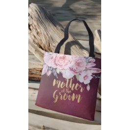 Bolsa Tote Mãe Casada do Groom Floral Burgundy Vermelho