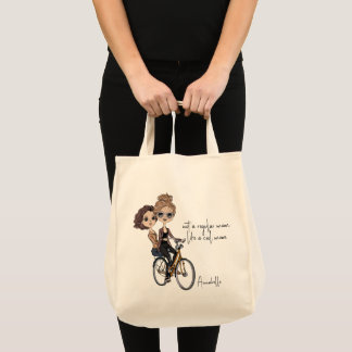 Bolsa Tote Mãe Chic/Filha na Bicicleta Desenhando "Mãe Legal"