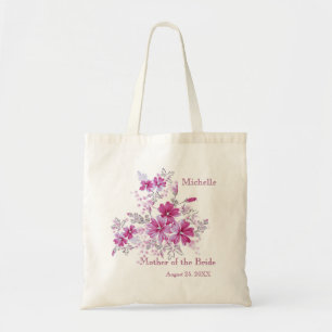 Bolsa Tote Mãe cor-de-rosa floral da festa de casamento do