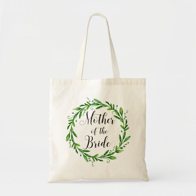 Bolsa Tote Mãe da noiva. Casamento com verde à aguarela (Frente)