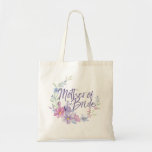 Bolsa Tote Mãe da Noiva das Peônias de Aquarela<br><div class="desc">Peônias de aquarela romântica para a sua menina de flor em tons rosa-d'água,  lilás,  violeta e verde.  
Dê à mamãe como presente!</div>