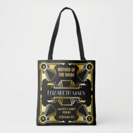 Bolsa Tote Mãe da Noiva Deco Casamento Dourado e Preto