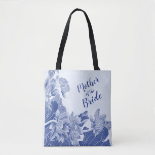 Bolsa Tote Mãe da Noiva Exótica Blue Lotus Floral