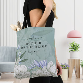 Bolsa Tote Mãe da Noiva Peônia | Verde-Sage e Branco