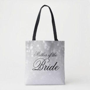 Bolsa Tote Mãe Da Noiva Prata Bokeh Sparkle