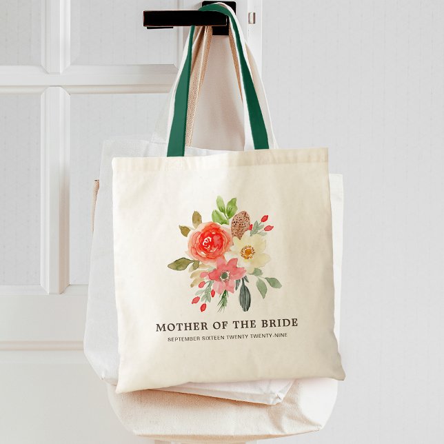 Bolsa Tote Mãe da Noiva Primavera Floral Rosa Vermelho Branco (Mother of the Bride Spring Floral Pink Red White Tote Bag)