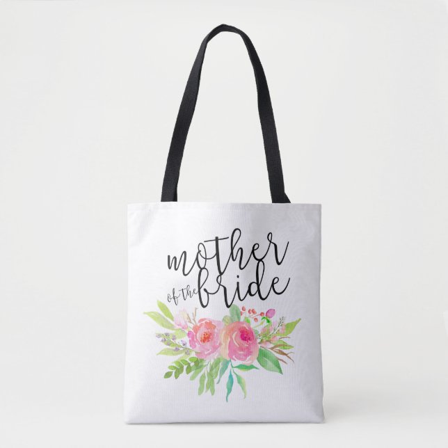 Bolsa Tote mãe da noiva rosa floral (Frente)