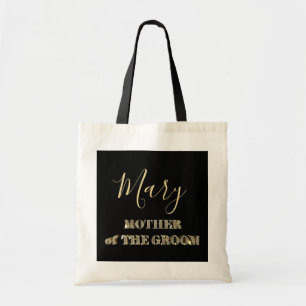 Bolsa Tote Mãe da tipografia Dourado do brilho do preto do
