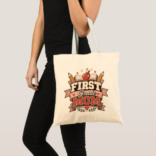 Bolsa Tote Mãe de aluno da primeira série design retrô escola