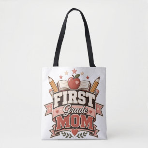 Bolsa Tote Mãe de aluno da primeira série design retrô escola