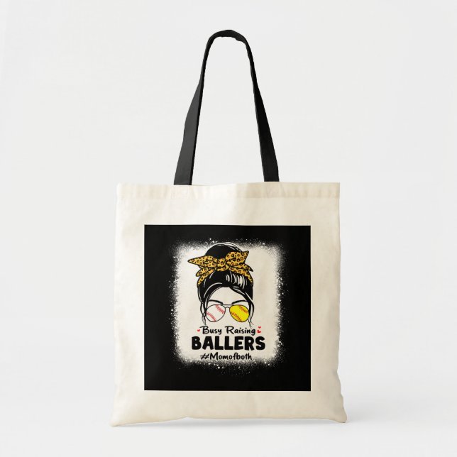 Bolsa Tote Mãe de Ambos os Softball Ocupado Raising - Basebal (Frente)