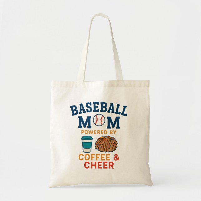 Bolsa Tote Mãe de baseball com café e animação (Frente)