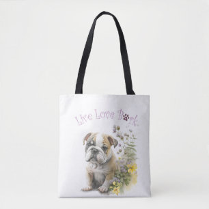 Bolsa Tote Mãe de Bulldog Floral