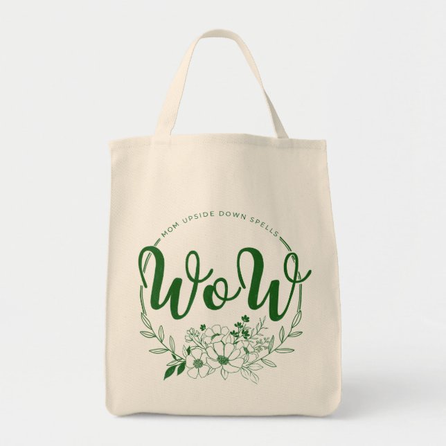 Bolsa Tote MÃE de cabeça para baixo soletra WOW! (Frente)