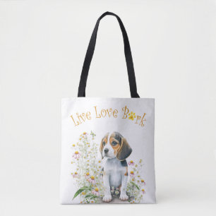 Bolsa Tote Mãe de Cachorro Beagle Floral