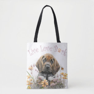Bolsa Tote Mãe de Cachorro Bloodhound Floral