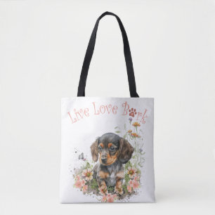 Bolsa Tote Mãe de Cachorro Dachshund Floral