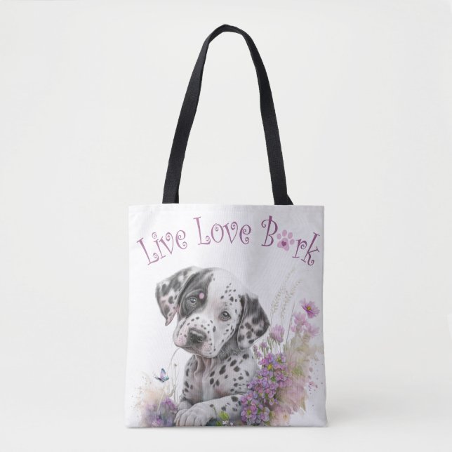 Bolsa Tote Mãe de Cachorro Dalmata Floral (Frente)