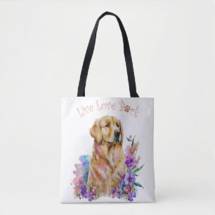 Bolsa Tote Mãe de Cachorro Golden Retriever Floral