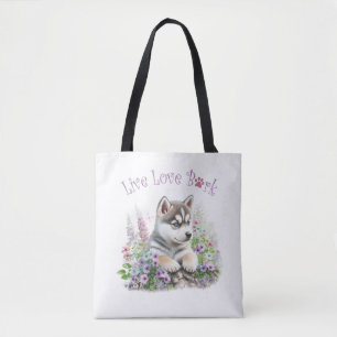 Bolsa Tote Mãe de Cachorro Husky Floral