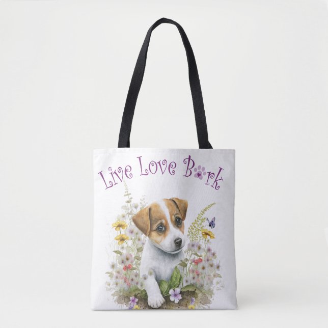 Bolsa Tote Mãe de Cachorro Jack Russell Floral (Frente)