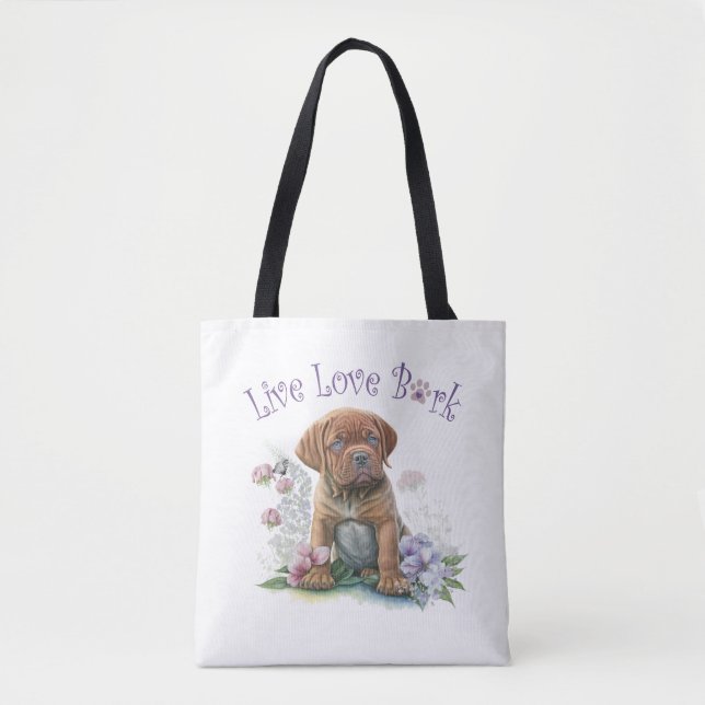 Bolsa Tote Mãe de Cachorro Mastiff Floral (Frente)