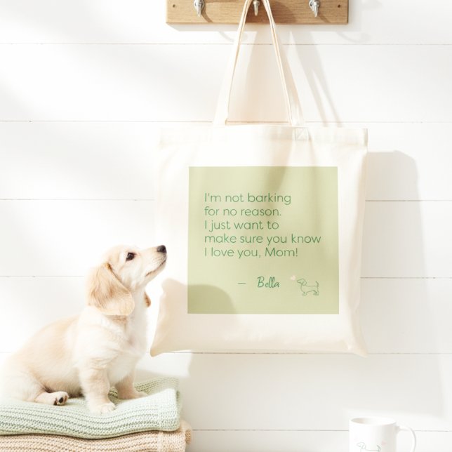 Bolsa Tote Mãe de Cachorro Personalizada Latindo de Amor Verd (Criador carregado)