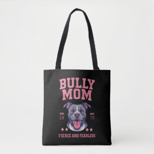 Bolsa Tote Mãe de Cachorro Pitbull Preta Corajosa e Destemida