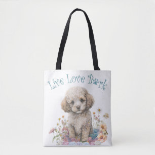 Bolsa Tote Mãe de Cachorro Poodle Floral