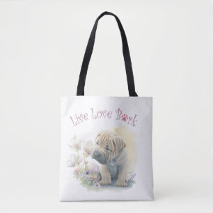 Bolsa Tote Mãe de Cachorro Shar-pei Floral