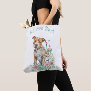 Bolsa Tote Mãe de Cachorro Staffordshire Terrier Floral