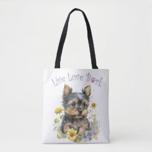 Bolsa Tote Mãe de Cachorro Yorkie Floral