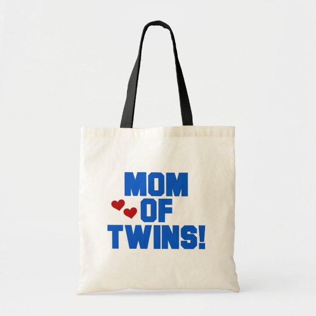 Bolsa Tote Mãe de Camisetas de texto e presentes de Twins Azu (Frente)