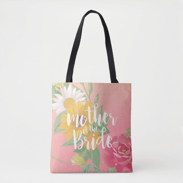 Bolsa Tote Mãe de Casamento das Flores Douradas (Frente)