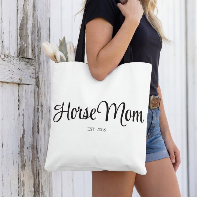 Bolsa Tote Mãe de Cavalo Estilo Letra Preta Estabelecida (Criador carregado)