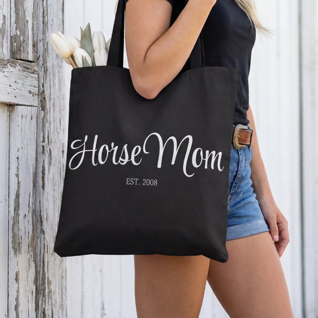 Bolsa Tote Mãe de Cavalo Estilo Letra Preta Estabelecida (Criador carregado)
