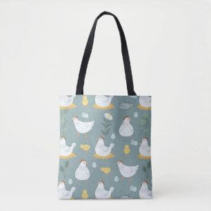 Bolsa Tote Mãe de Frango em Fazenda de Azul Turquesa Empoeira